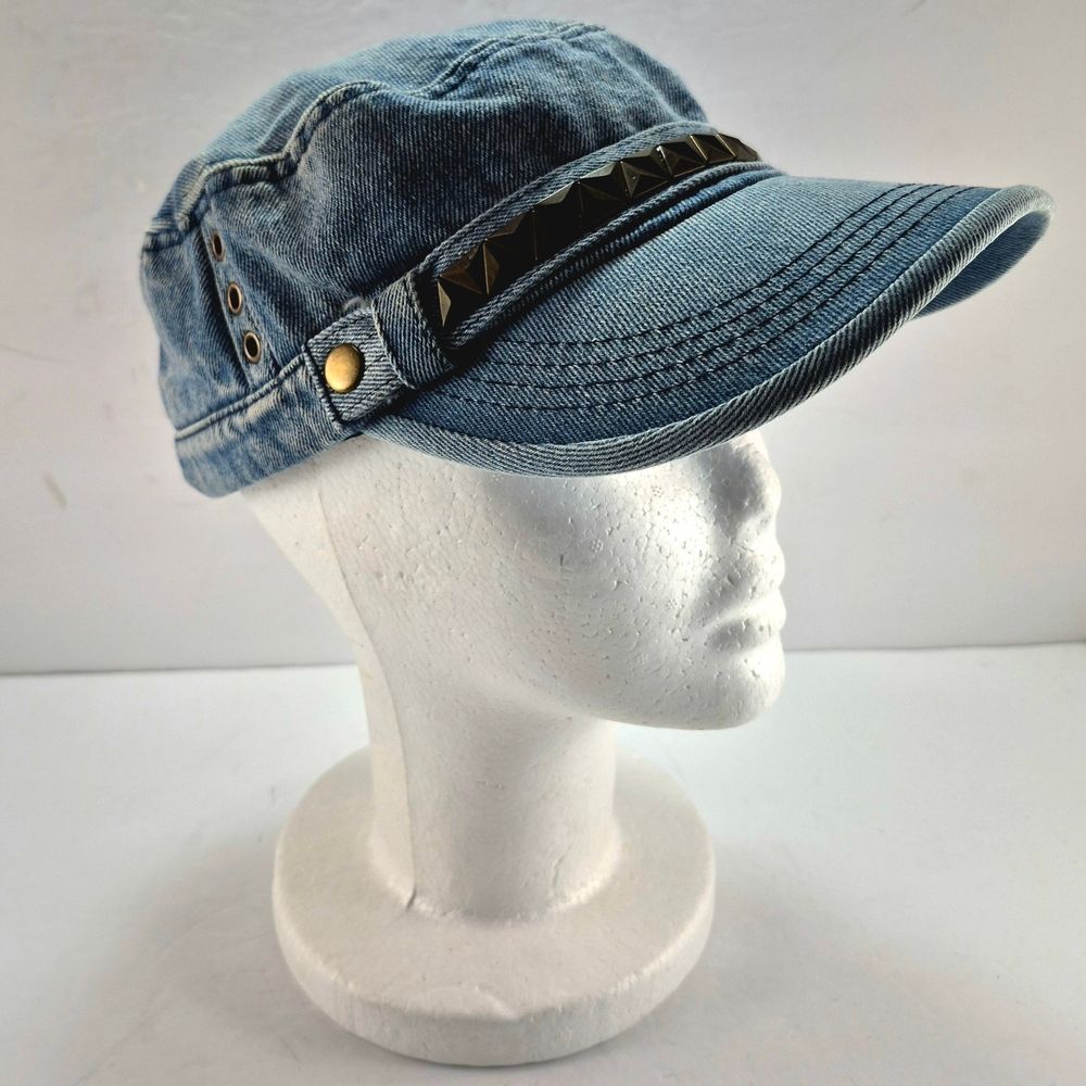 NWOT Joe Boxer Studded Denim Cadet Hat - Adult OS Y2K Streetwear Utility Biker